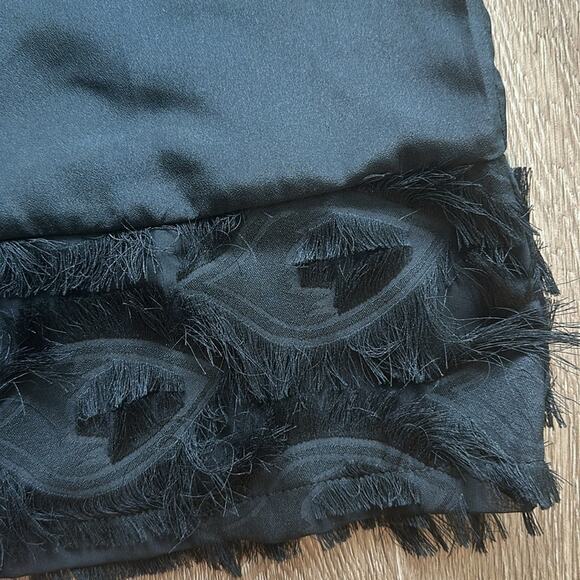 NWT Maette Black Feather Trim Tank Top - Picture 3 of 4